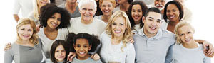 Group photo of individuals of different ages and ethnicity